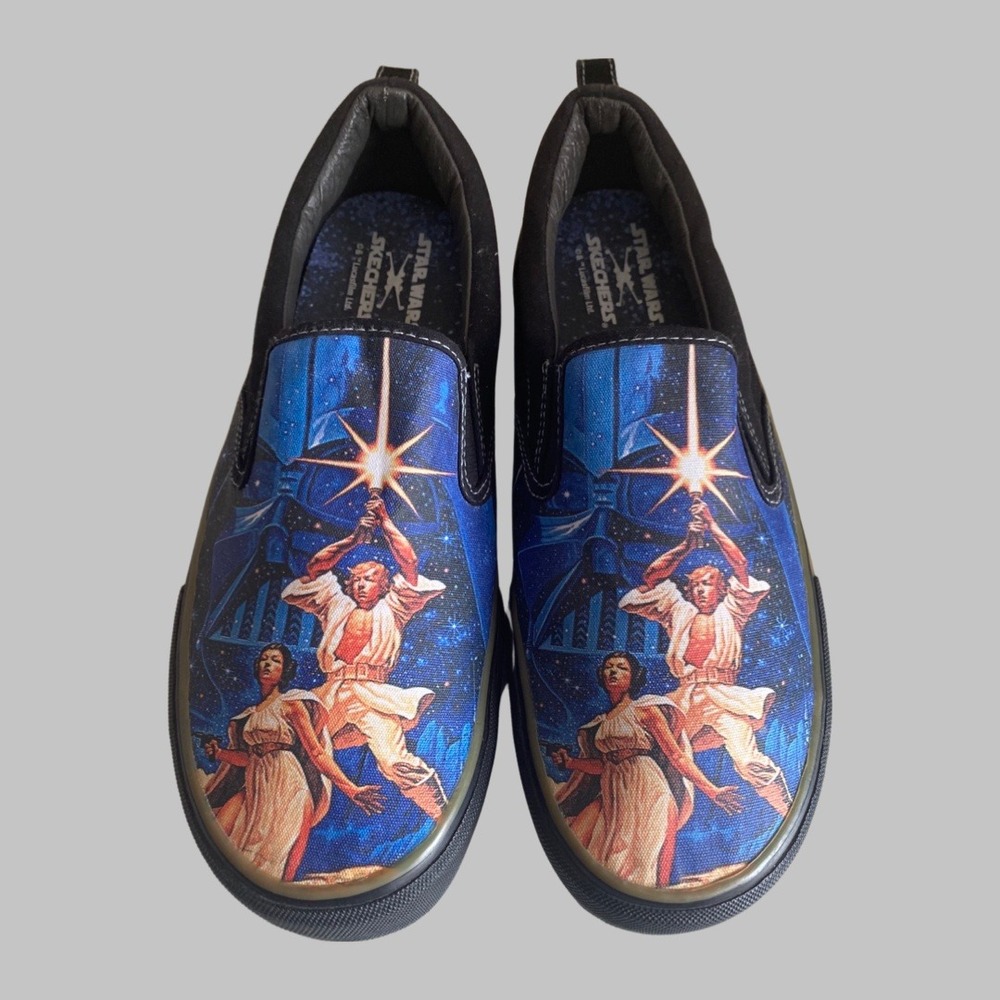 Skechers Star Wars A New Hope‎ Poster Art Slip On Sneakers Mens Black Blue Shoes